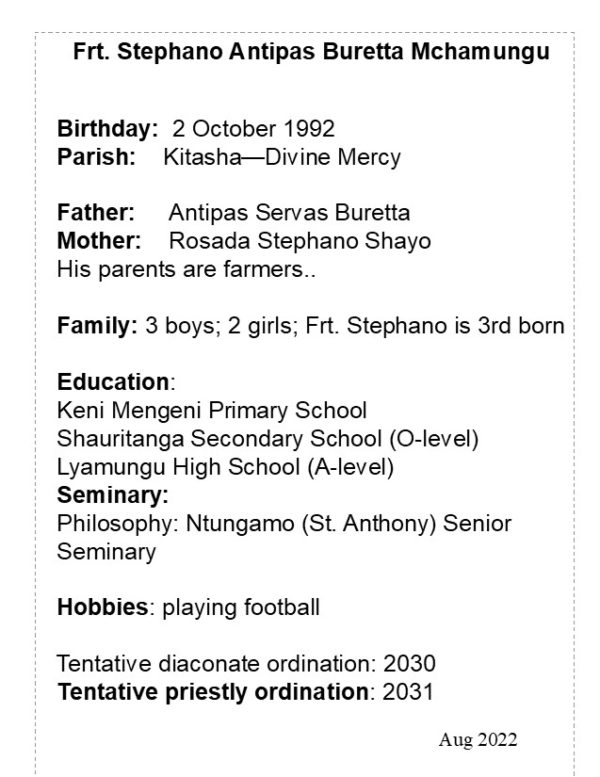 Frater Stephano Antipas Buretta Mchamungu - Image 2