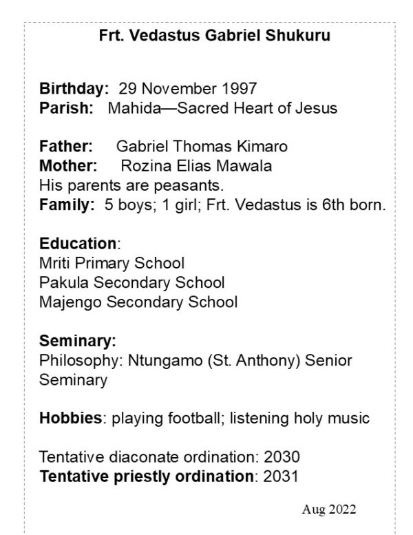 Frater Vedastus Gabriel Shukuru - Image 2